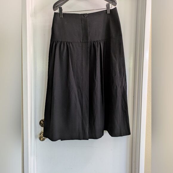 Giorgio Armani Vintage Wool Classic Black A-Line Wrap Maxi Skirt Size 48 - Picture 1 of 8